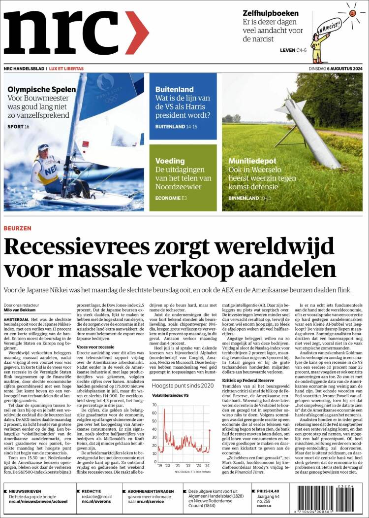Portada de NRC Handelsblad (Pa&iacute;ses Bajos)