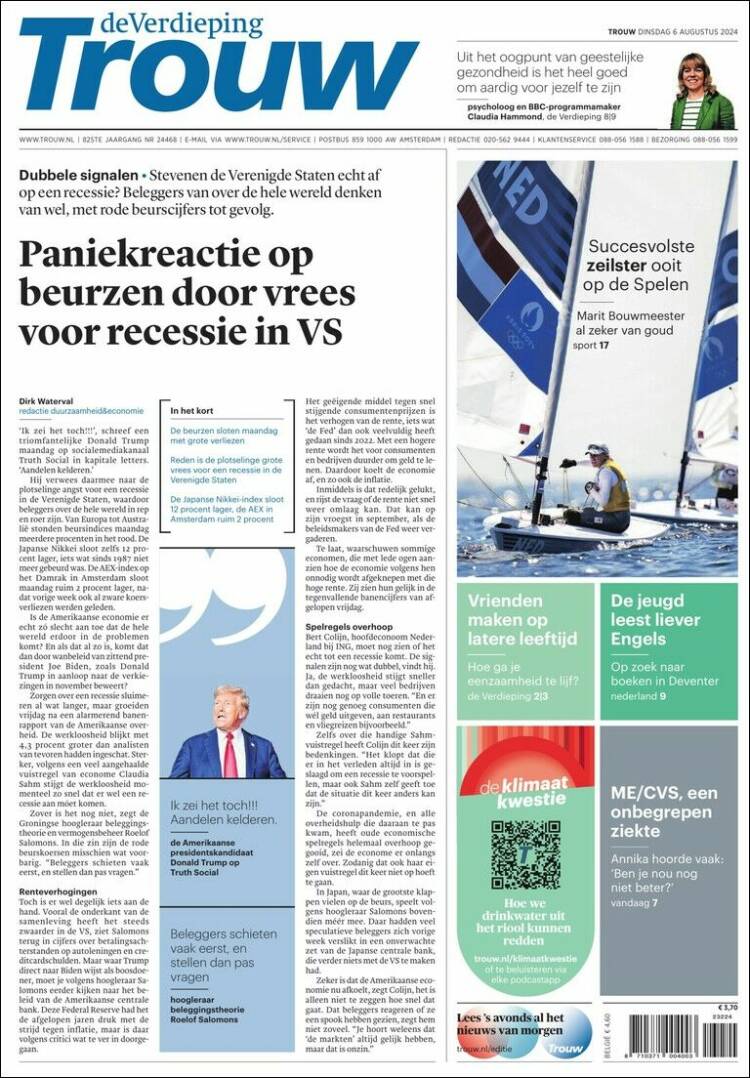Portada de Trouw (Pa&iacute;ses Bajos)