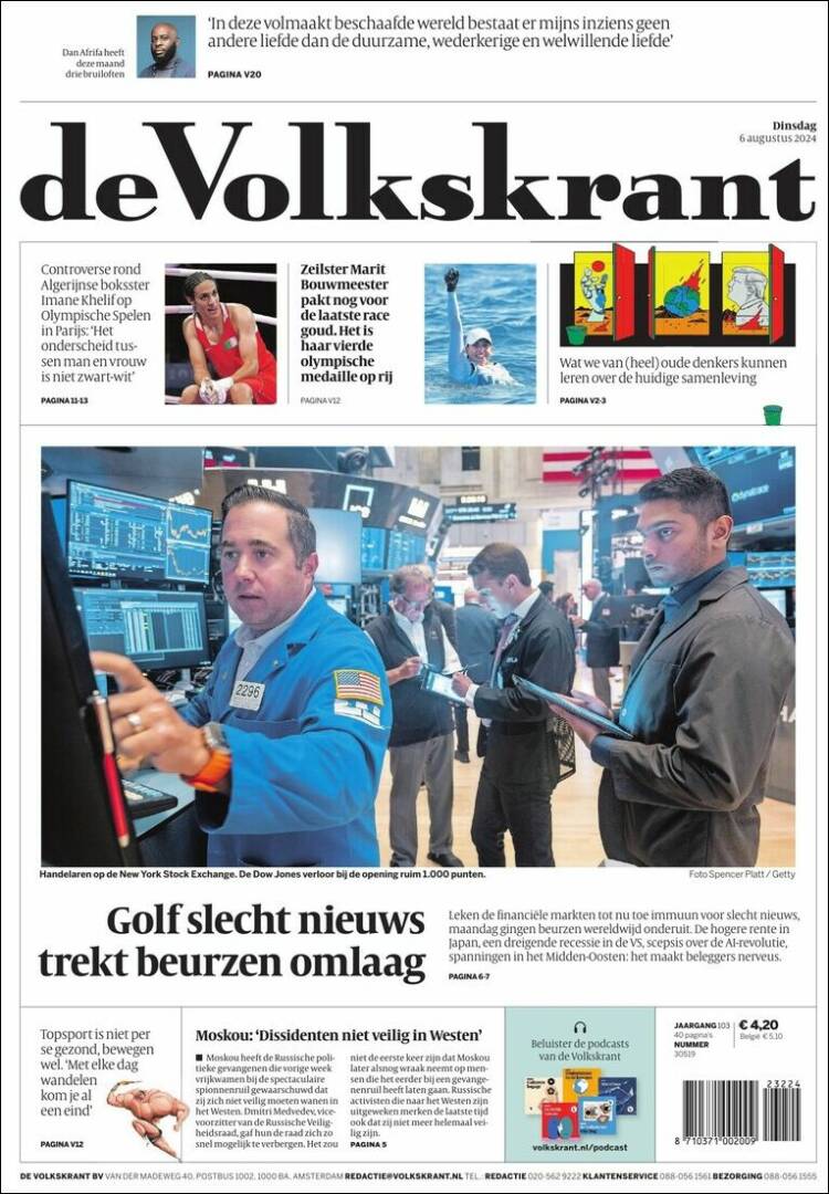 Portada de De Volkskrant (Pa&iacute;ses Bajos)