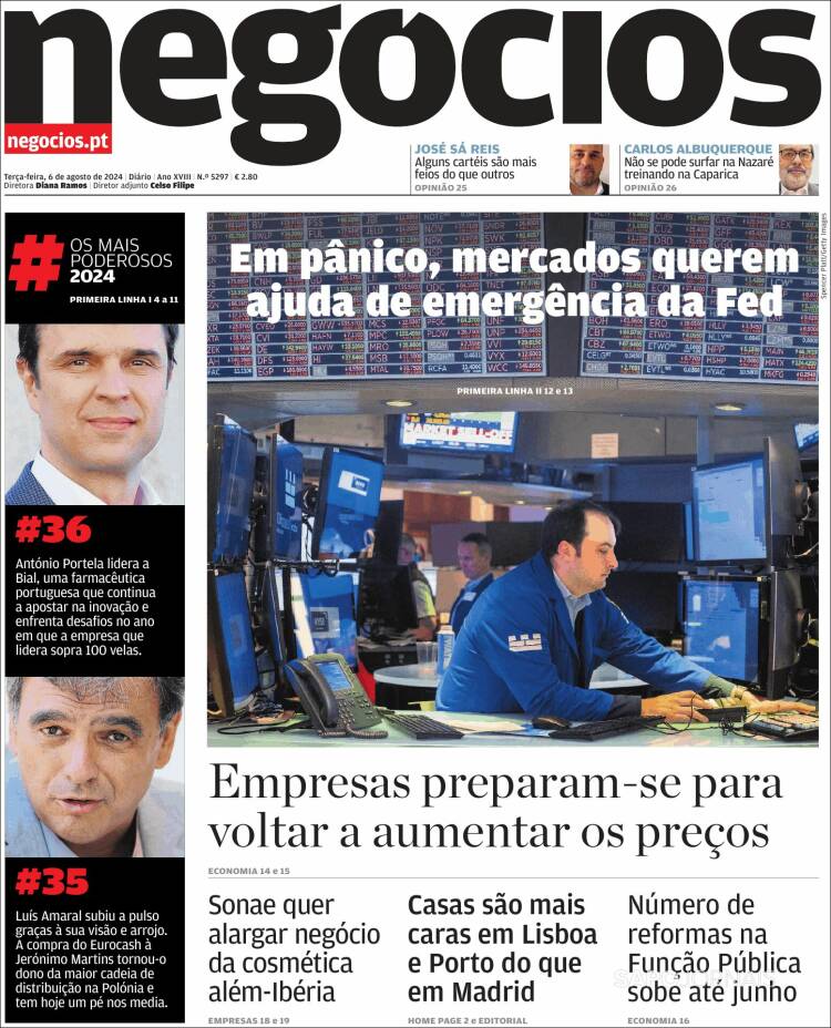 Portada de Jornal de Negócios (Portugal)