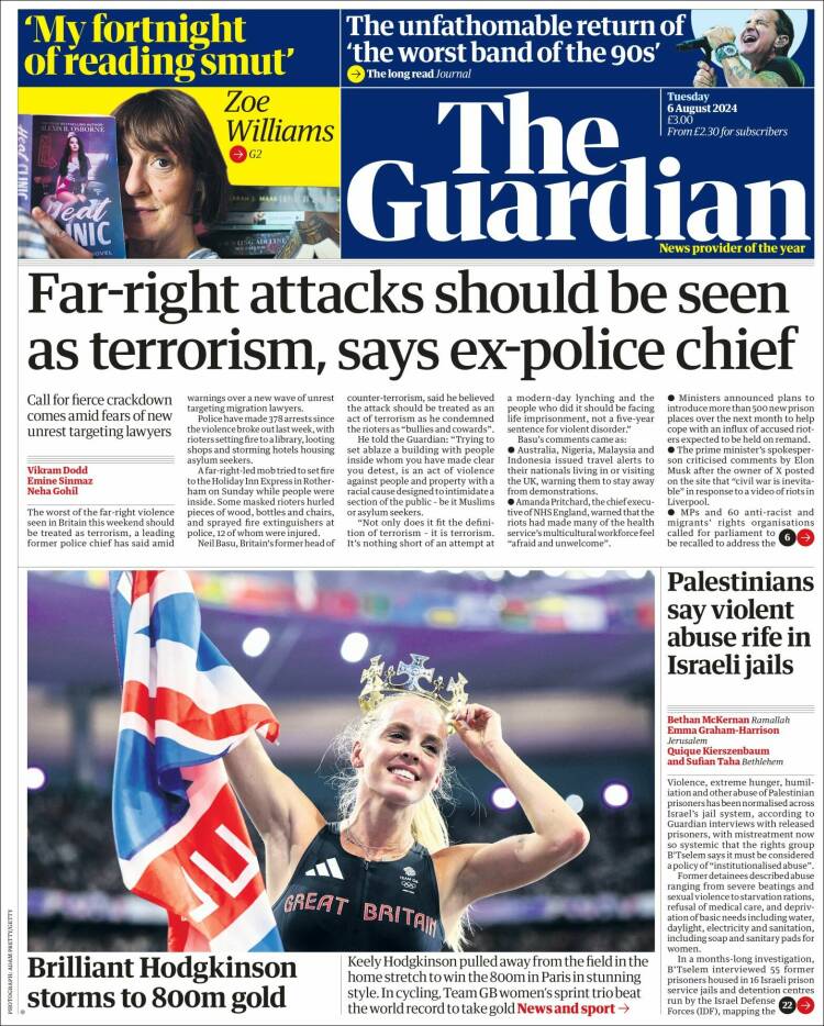 Portada de The Guardian (Reino Unido)