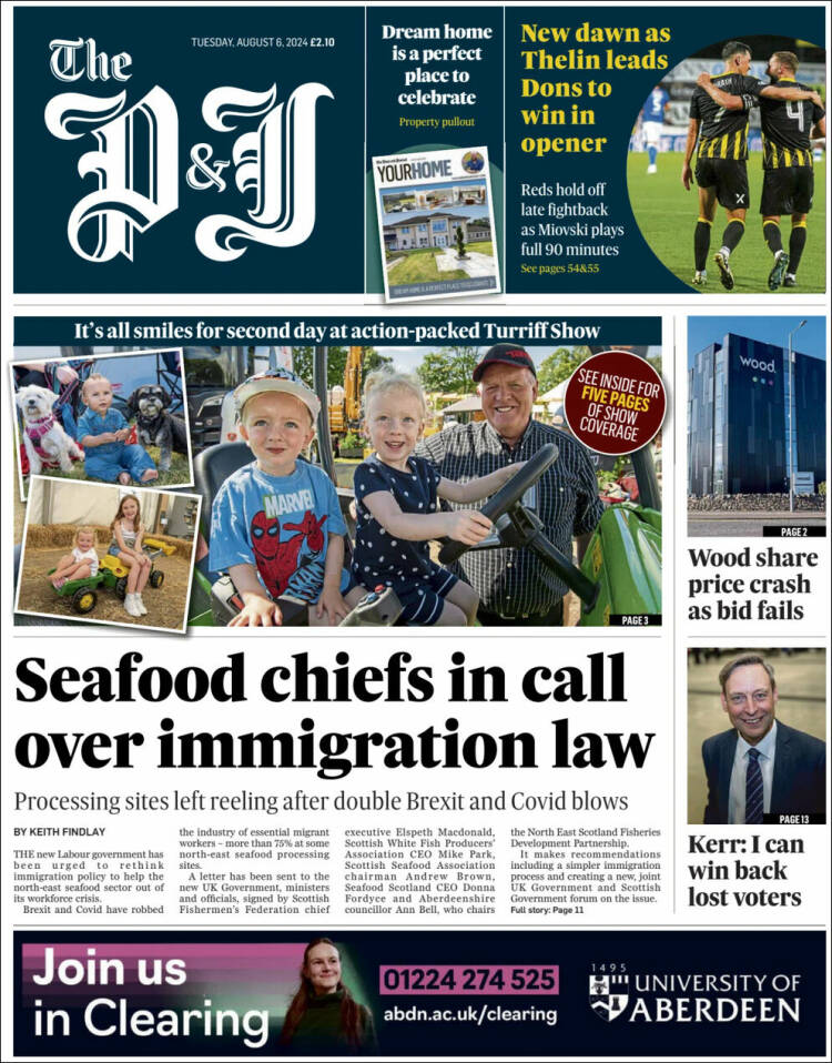 Portada de The Press and Journal (Reino Unido)