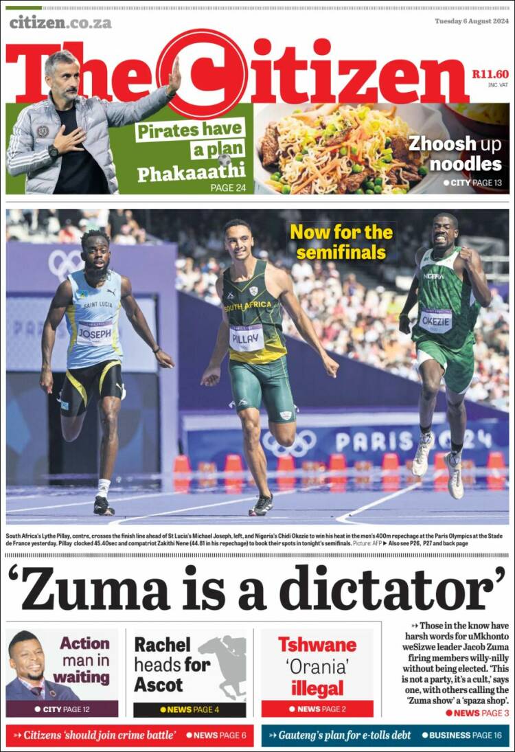 Portada de The Citizen (Sud&aacute;frica)