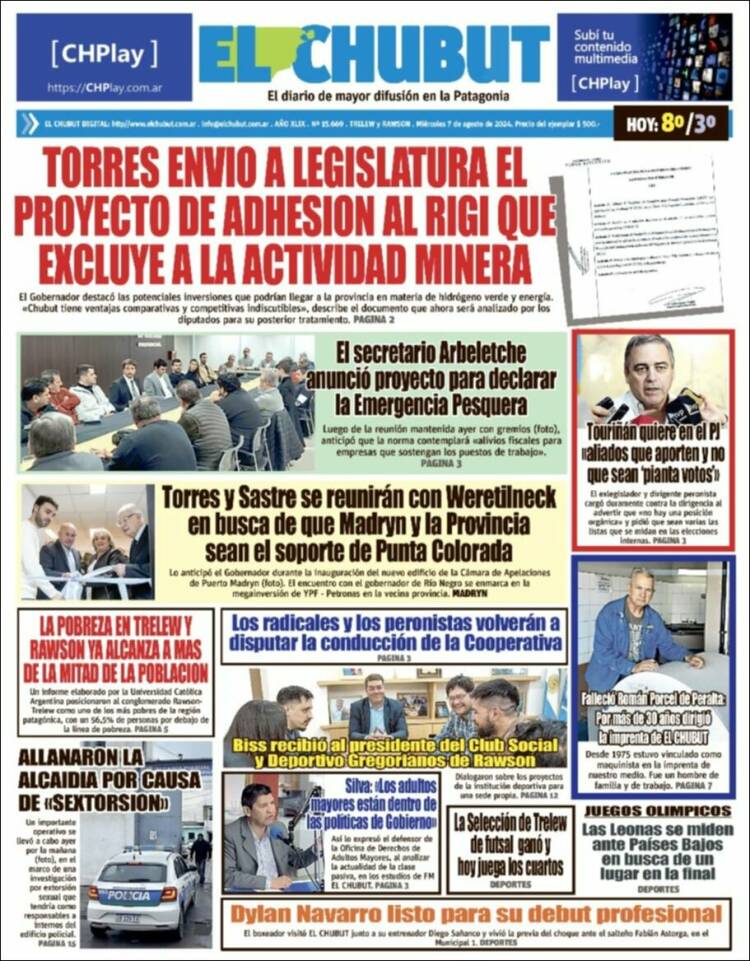 Portada de El Chubut (Argentina)