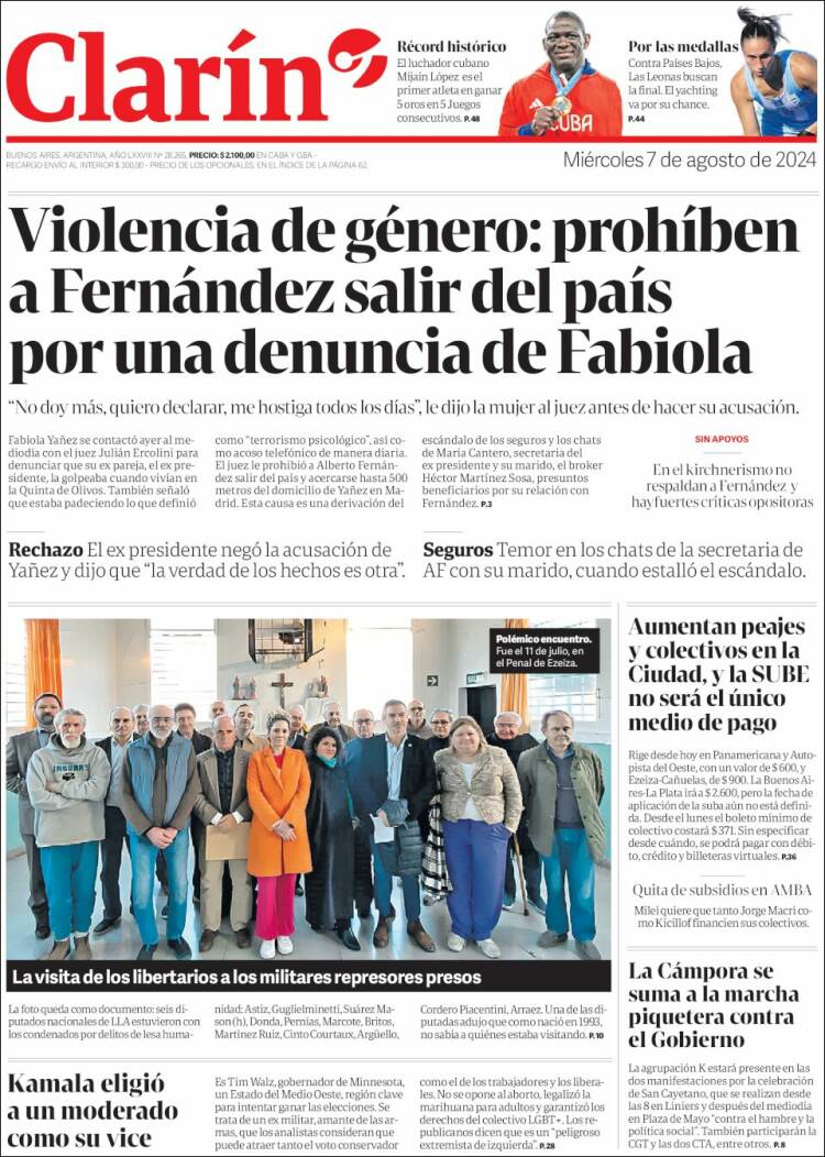 Portada de Clarín (Argentina)