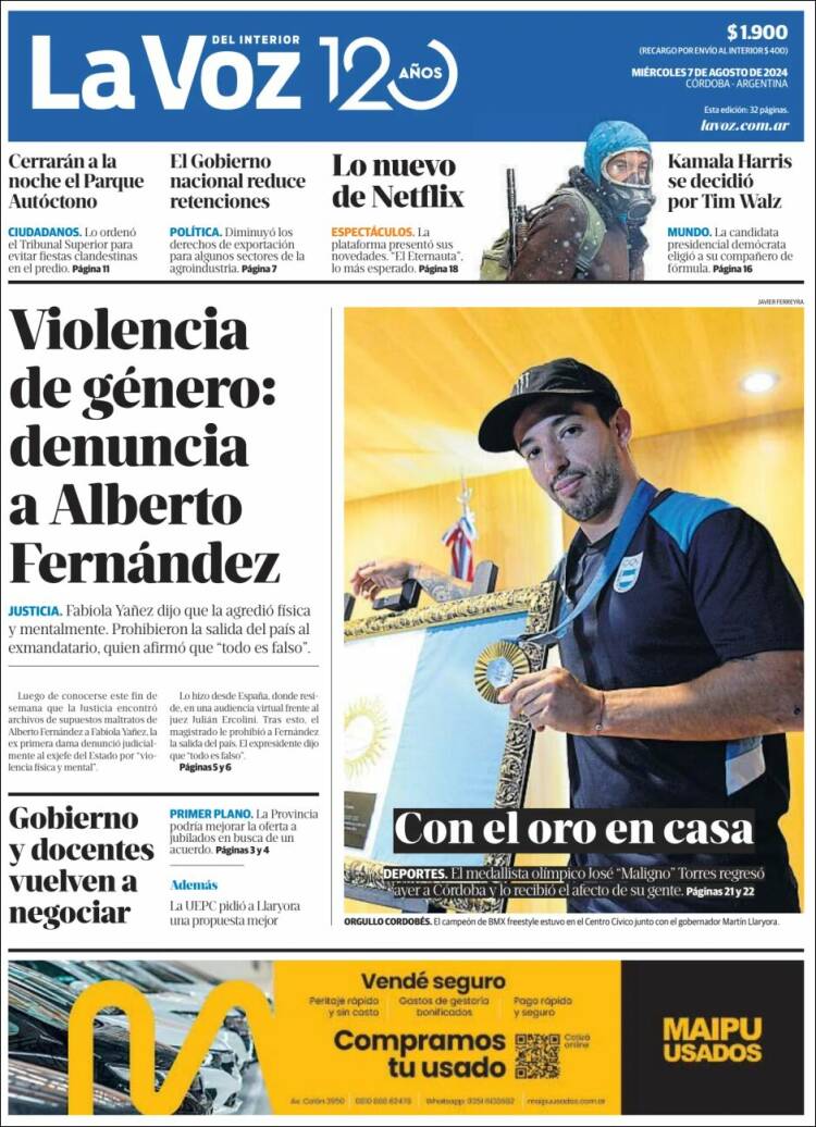 Portada de La Voz del Interior (Argentina)