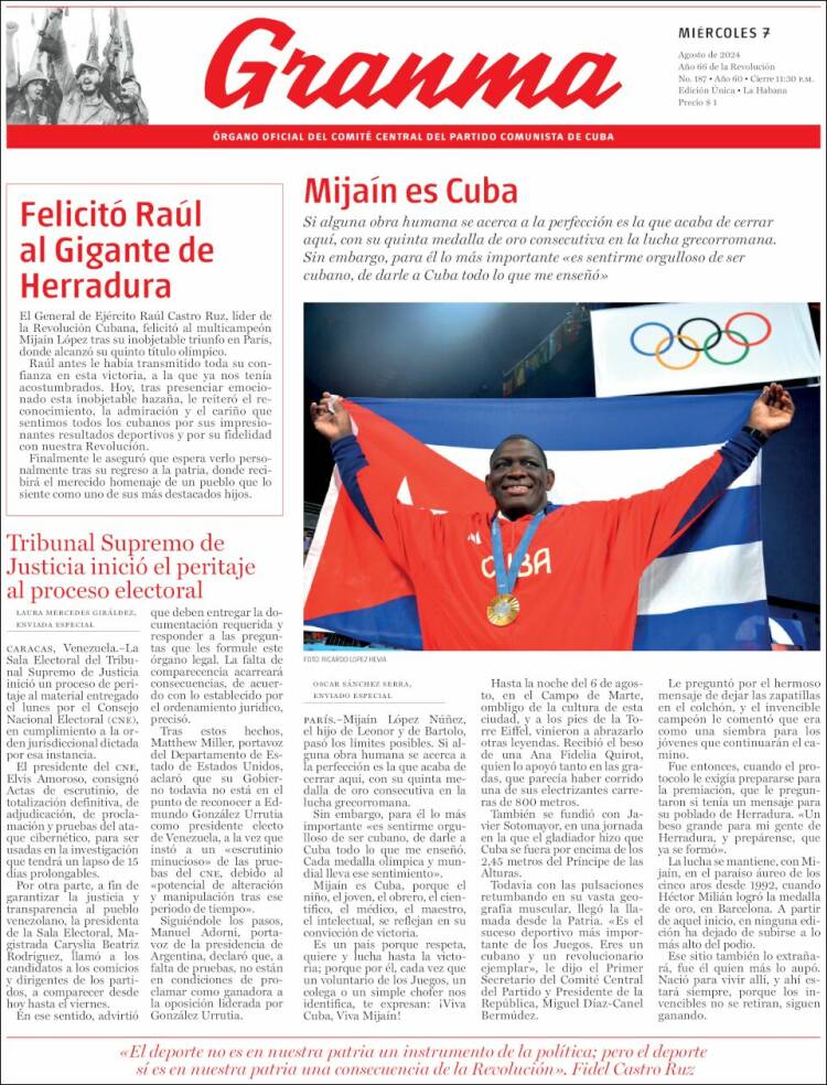 Portada de Granma (Cuba)