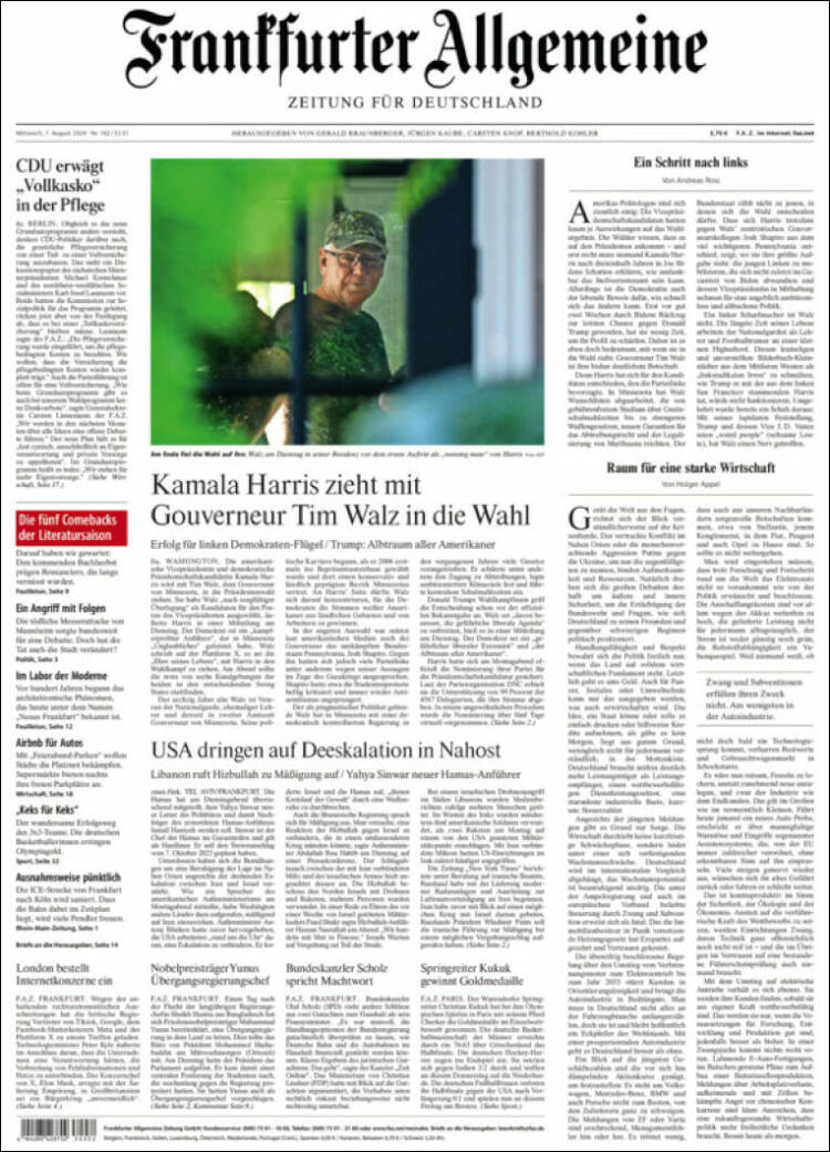Portada de Frankfurter Allgemeine (Alemania)
