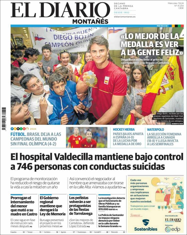 Portada de El Diario Montañés (España)