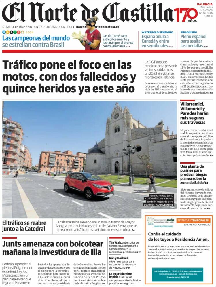 Portada de Norte de Castilla - Palencia (España)