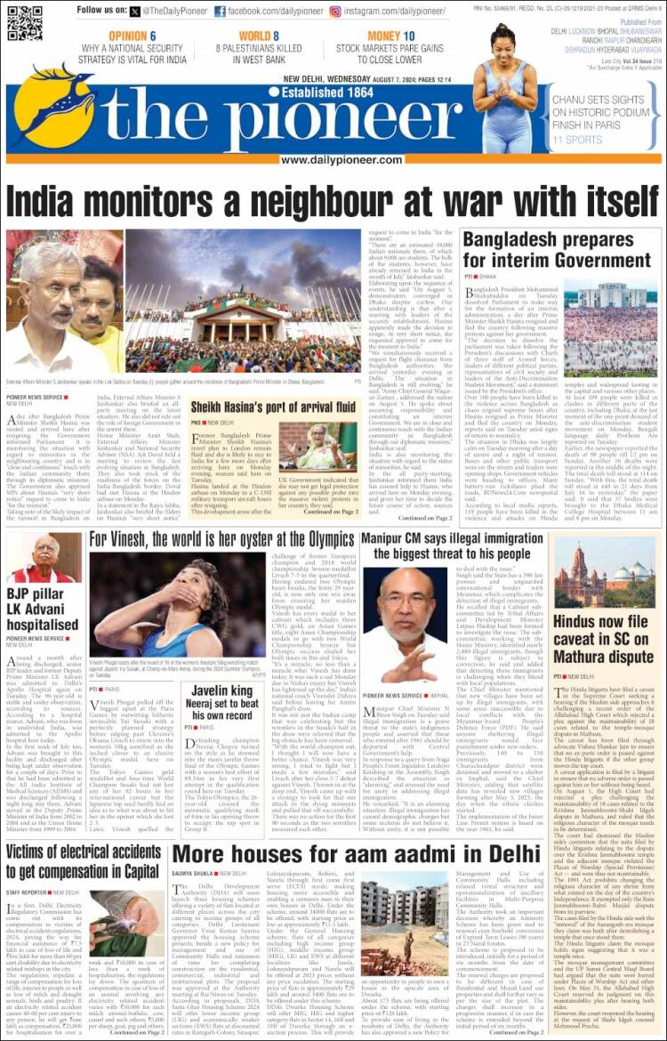 Portada de The Pioneer (India)