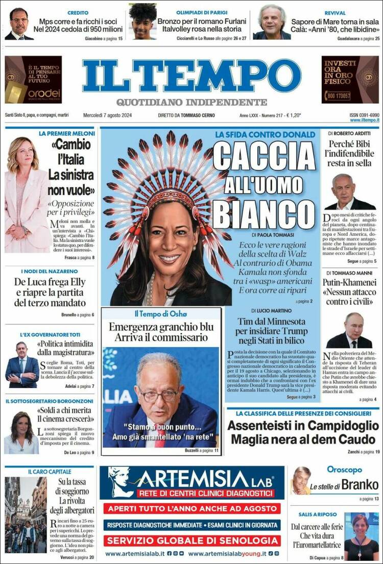 Portada de Il Tempo (Italia)