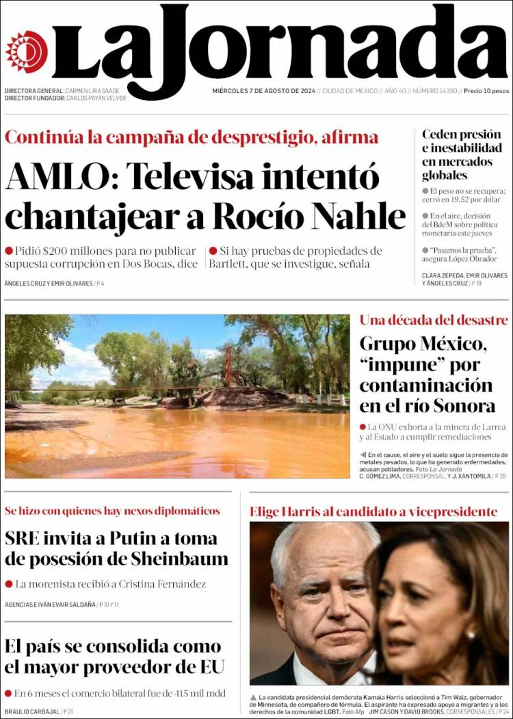 Portada de La Jornada (M&eacute;xico)