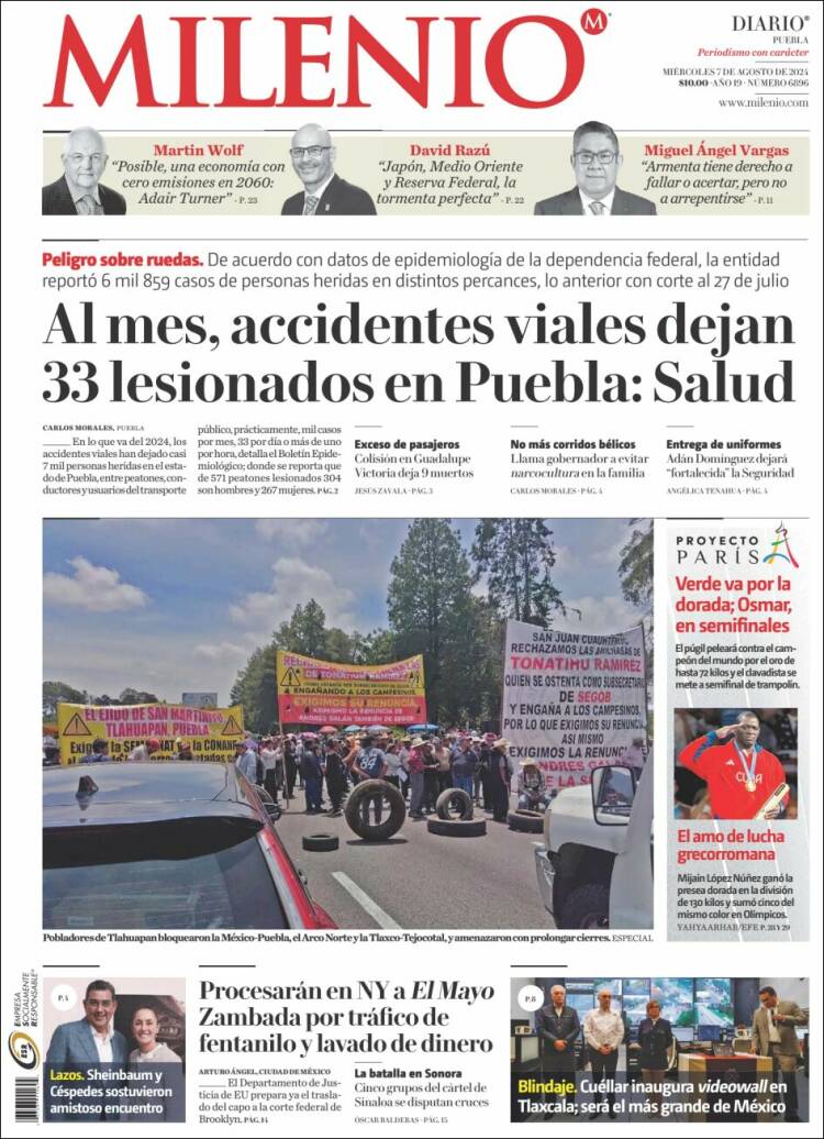 Portada de Milenio de Puebla (M&eacute;xico)