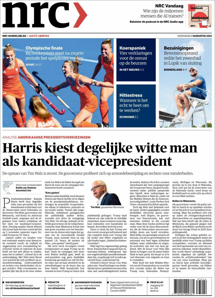 Portada de NRC Handelsblad (Pa&iacute;ses Bajos)