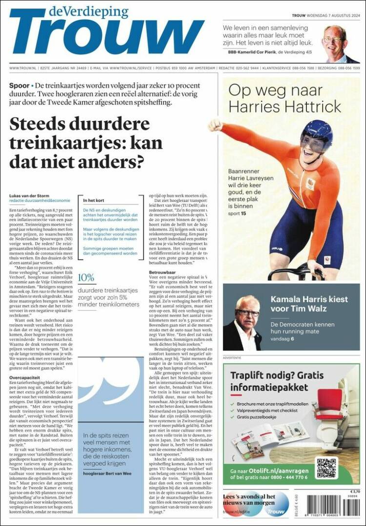 Portada de Trouw (Pa&iacute;ses Bajos)