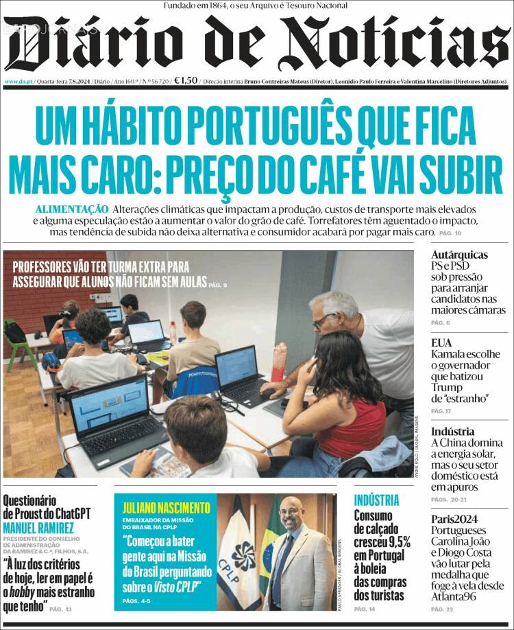 Portada de Diário de Noticias (Portugal)