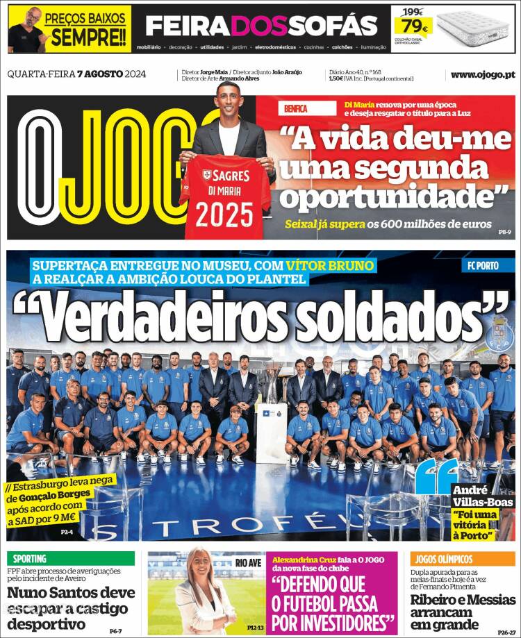 Portada de O Jogo (Portugal)