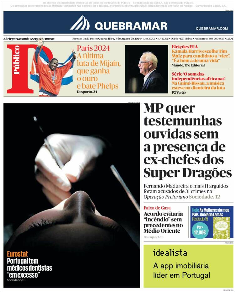 Portada de Público (Portugal)
