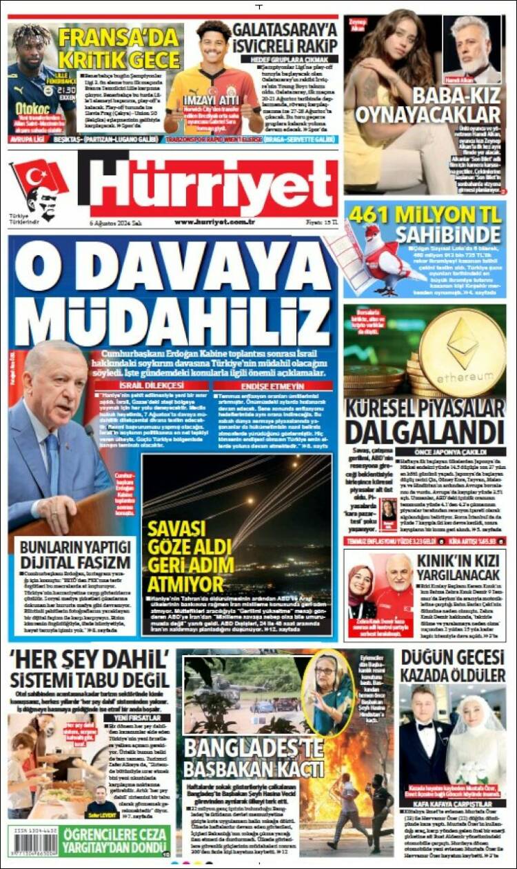 Portada de Hürriyet (Turqu&iacute;a)