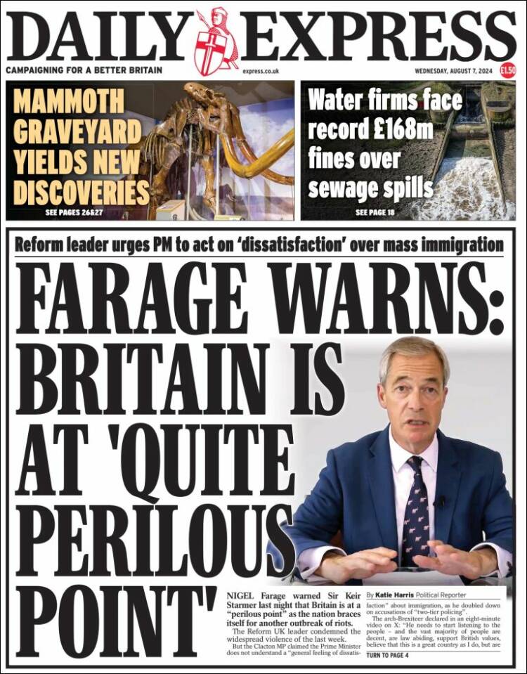 Portada de Daily Express (Reino Unido)