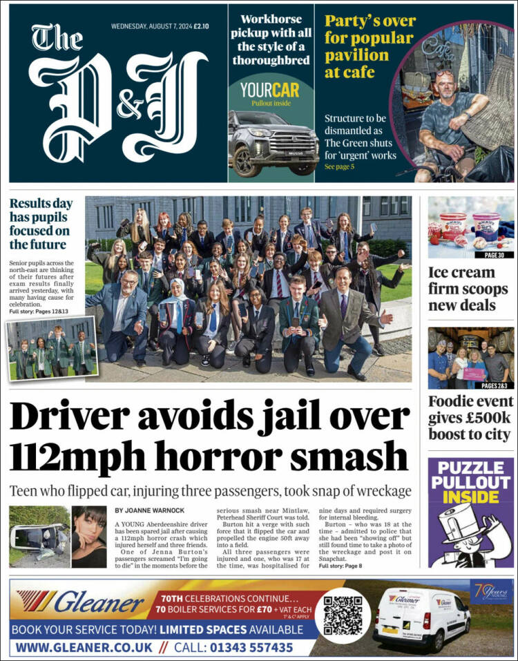 Portada de The Press and Journal (Reino Unido)