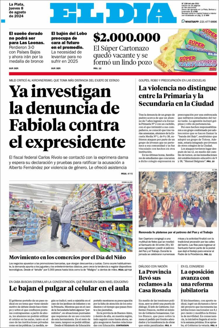 Portada de El Día de la Plata (Argentina)
