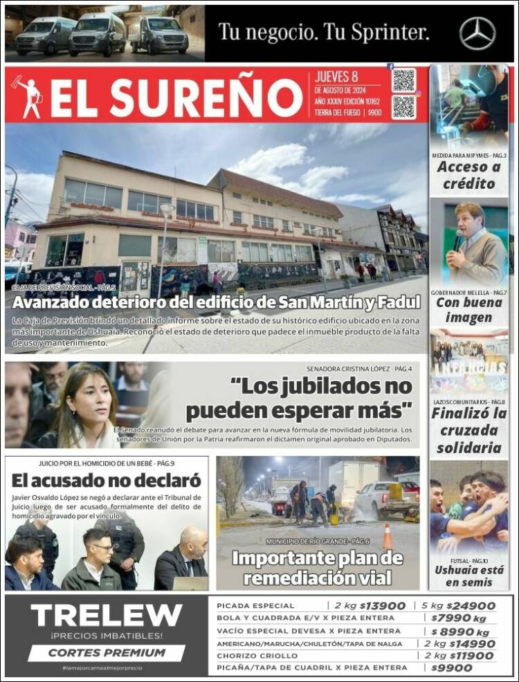 Portada de Diario El Sureño (Argentina)