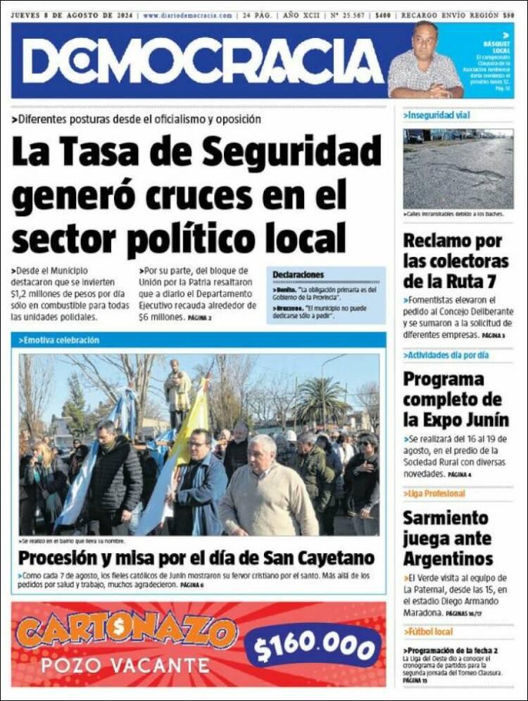 Portada de Diario Democracia (Argentina)