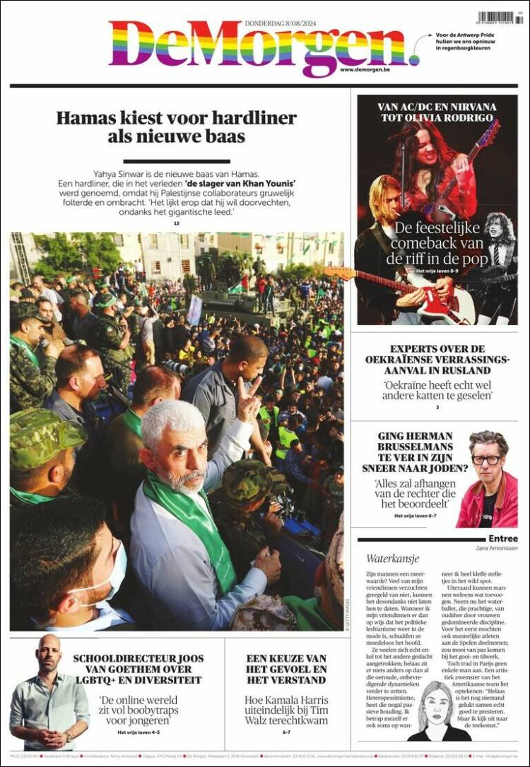 Portada de De Morgen (B&eacute;lgica)