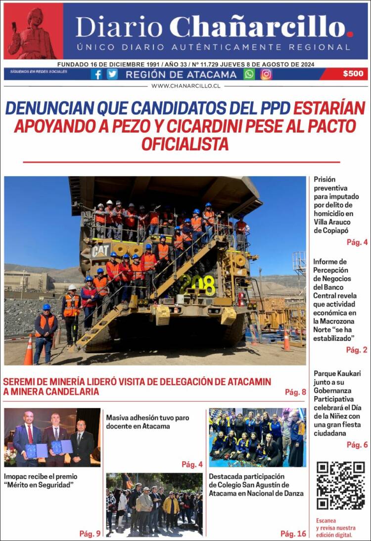 Portada de Diario Chañarcillo (Chile)