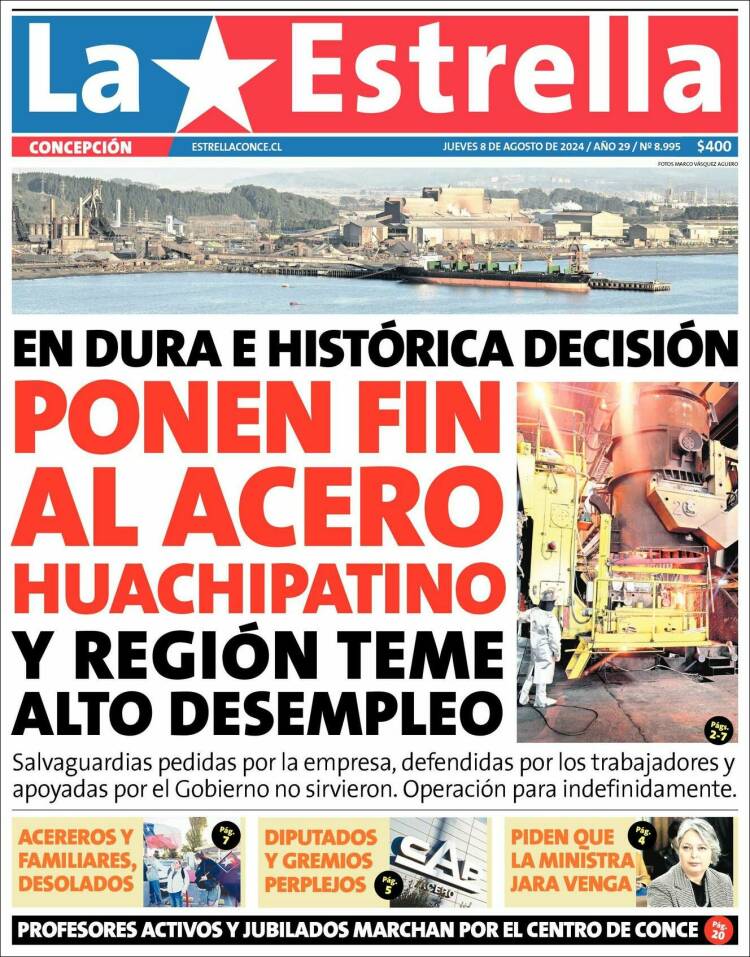 Portada de La Estrella de Concepción (Chile)