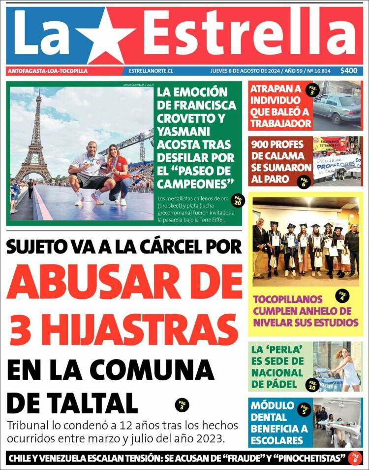 Portada de La Estrella de Tocopilla (Chile)