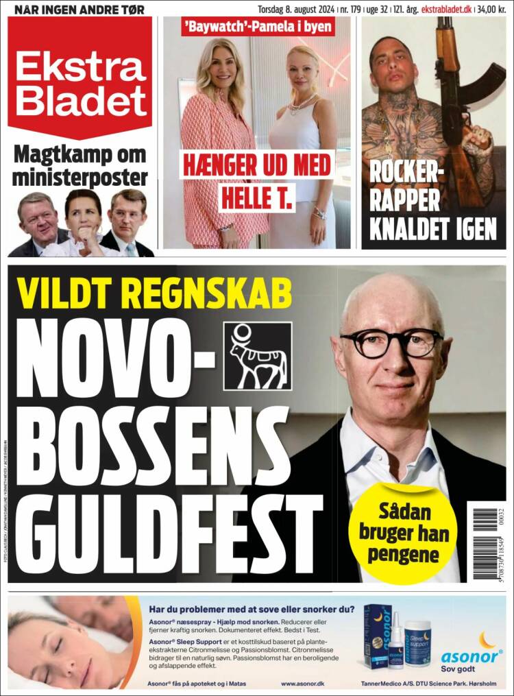 Portada de Ekstra Bladet (Dinamarca)