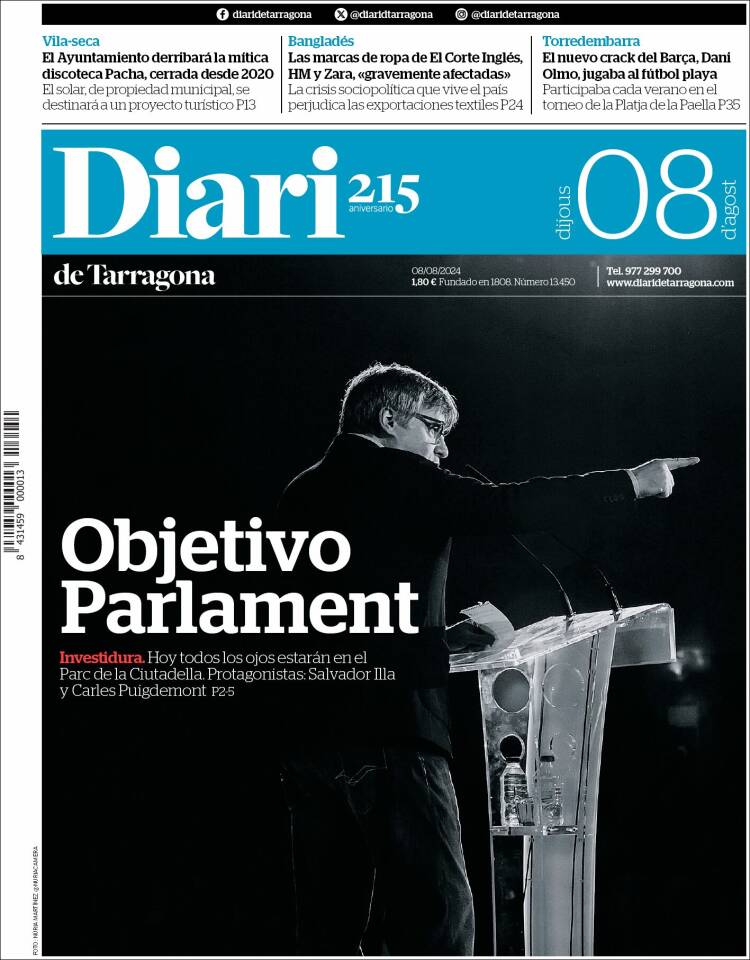 Portada de Diari de Tarragona (Espa&ntilde;a)