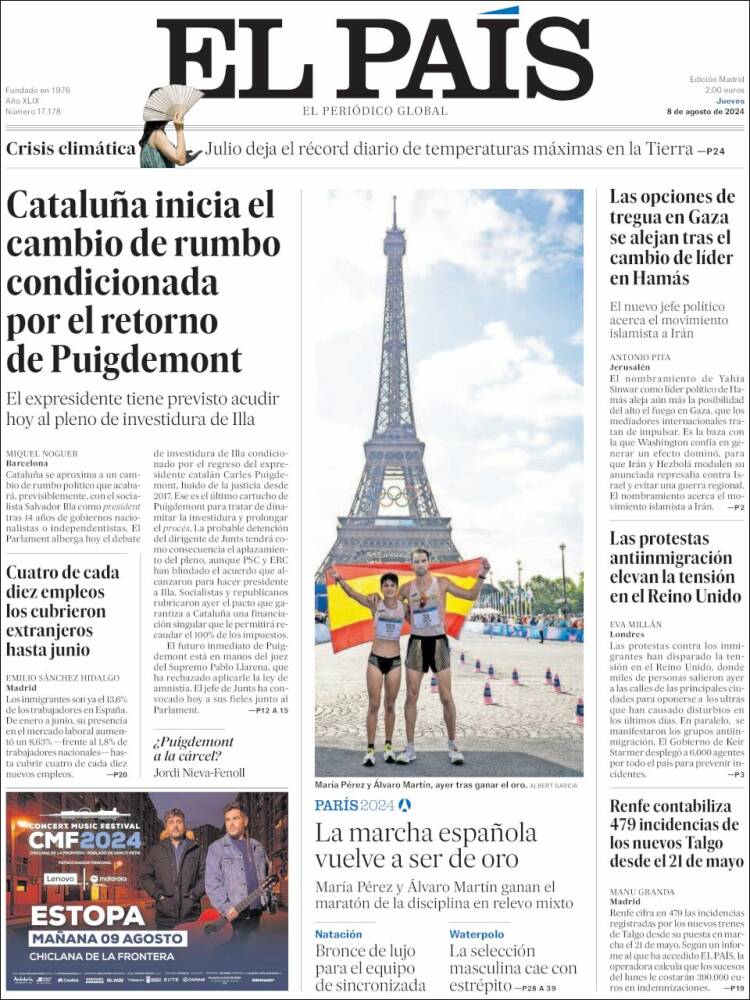 Portada de El País (Spain)