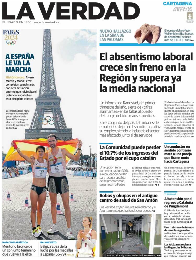 Portada de La Verdad de Cartagena (Espa&ntilde;a)