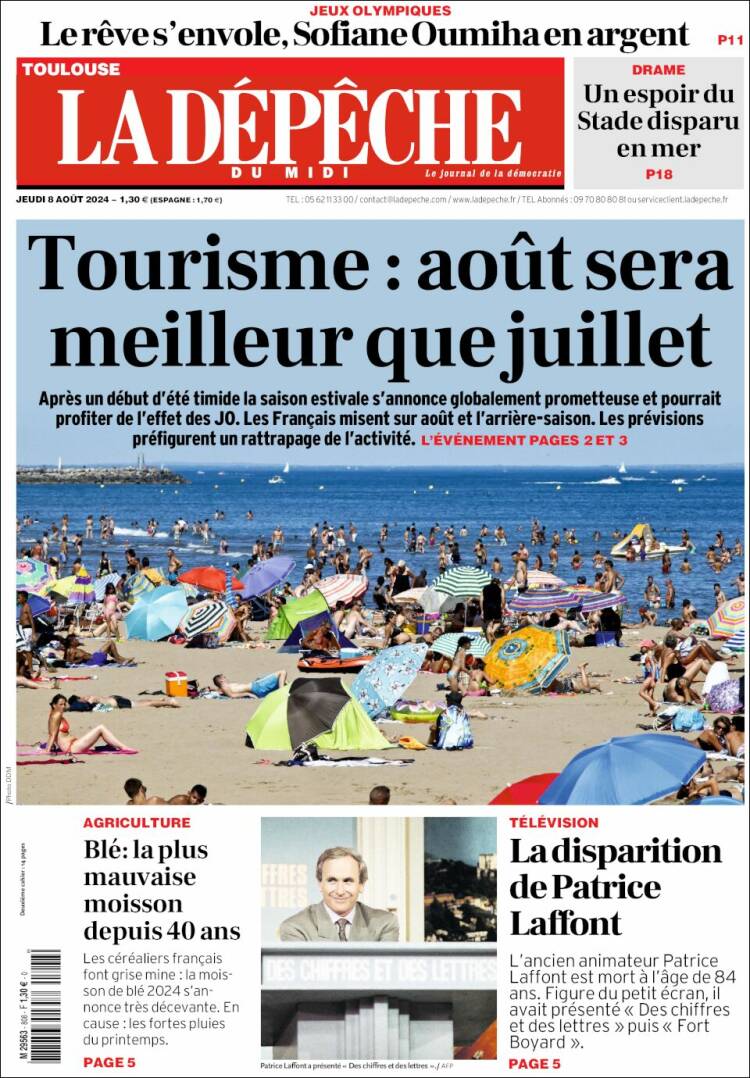 Portada de La Dépêche du Midi (Francia)