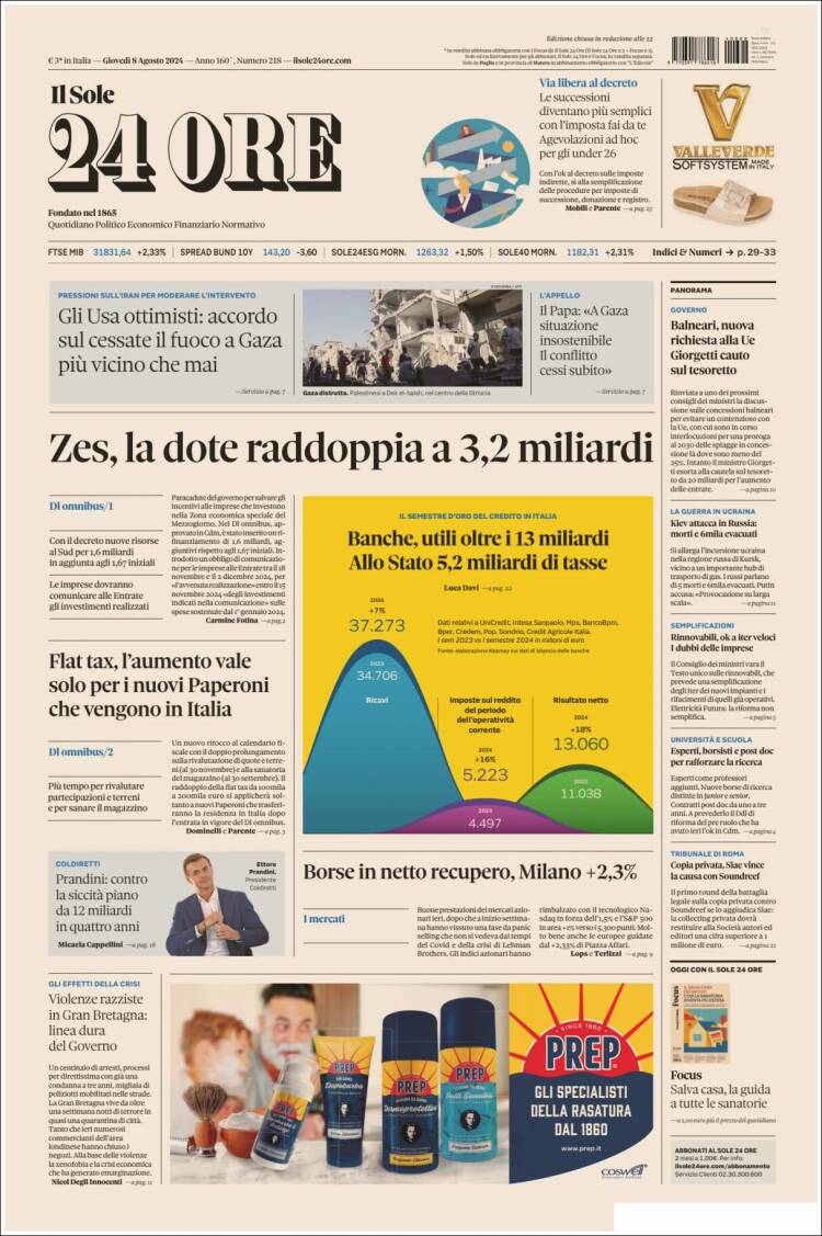 Portada de Il Sole 24 ORE (Italia)