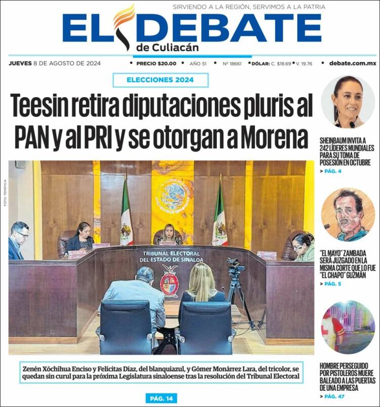 Portada de El Debate de Culiacán (M&eacute;xico)