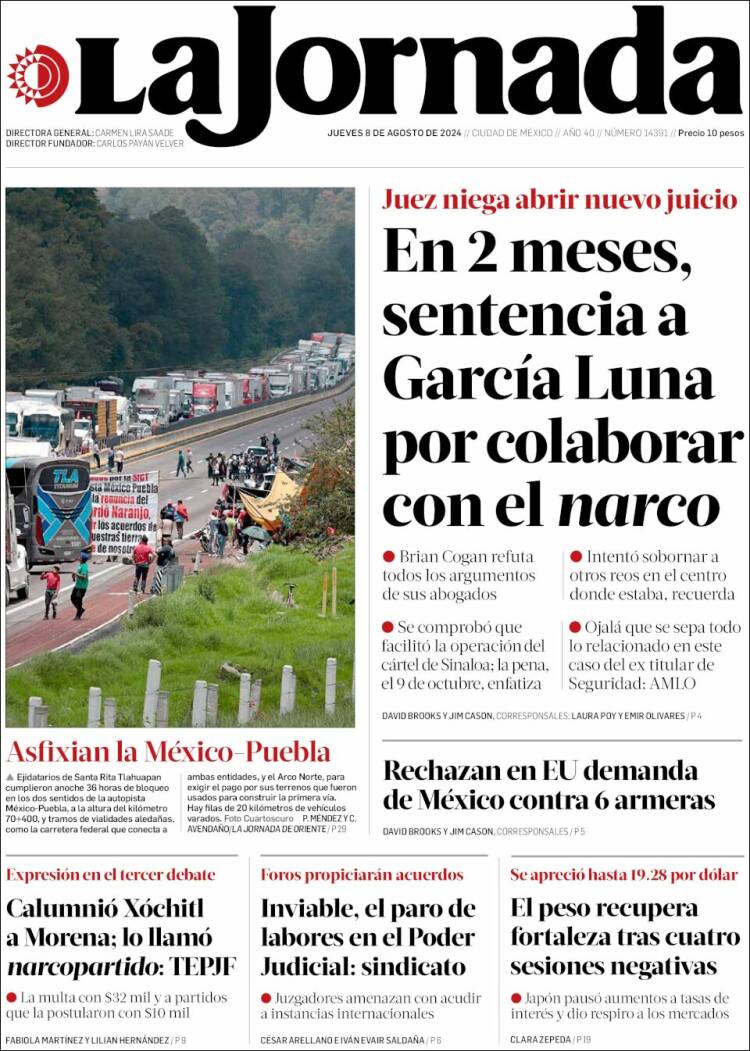 Portada de La Jornada (M&eacute;xico)