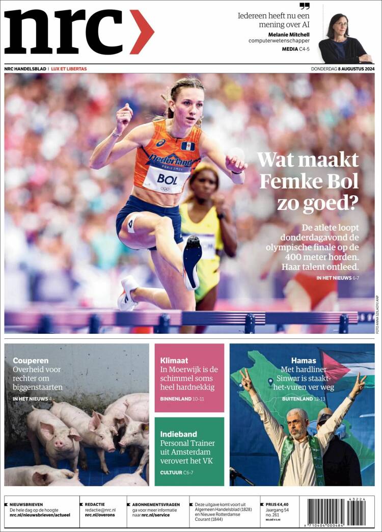 Portada de NRC Handelsblad (Pa&iacute;ses Bajos)
