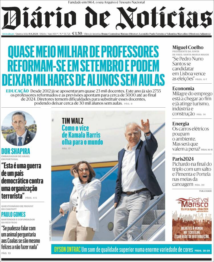 Portada de Diário de Noticias (Portugal)