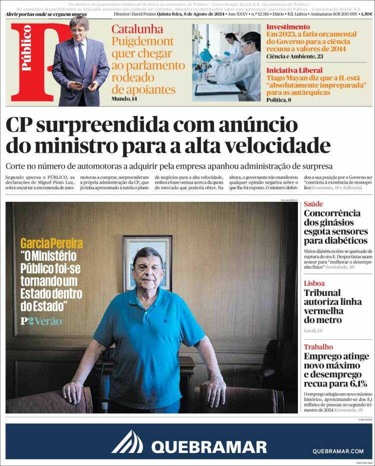 Portada de Público (Portugal)