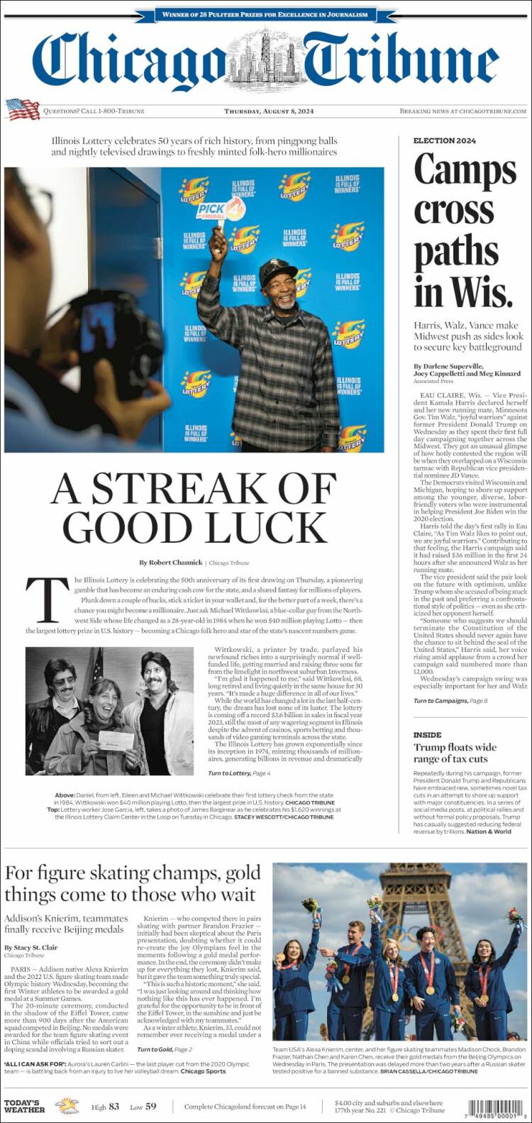 Portada de Chicago Tribune (USA)