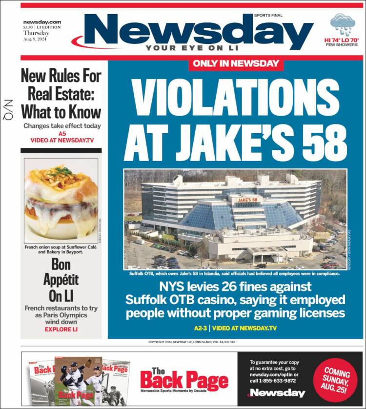 Portada de Newsday (USA)