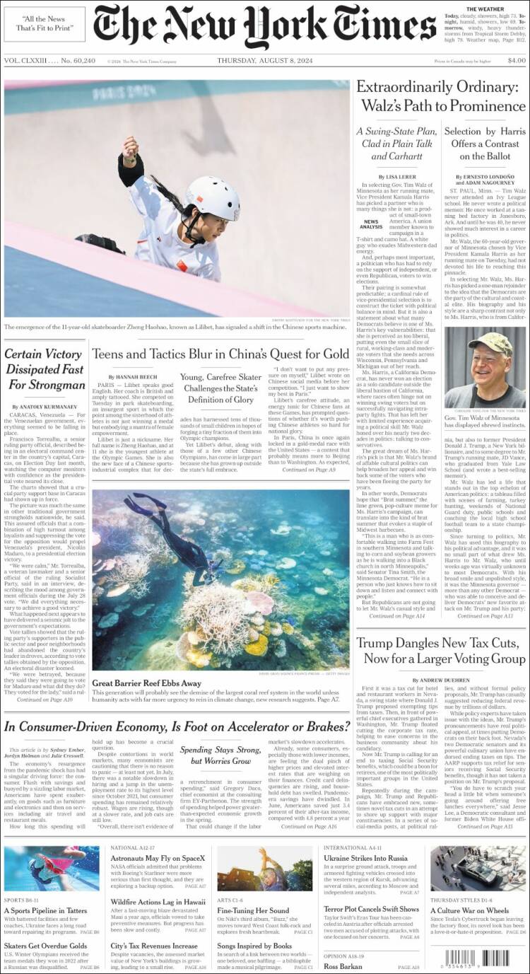 Portada de New York Times (USA)