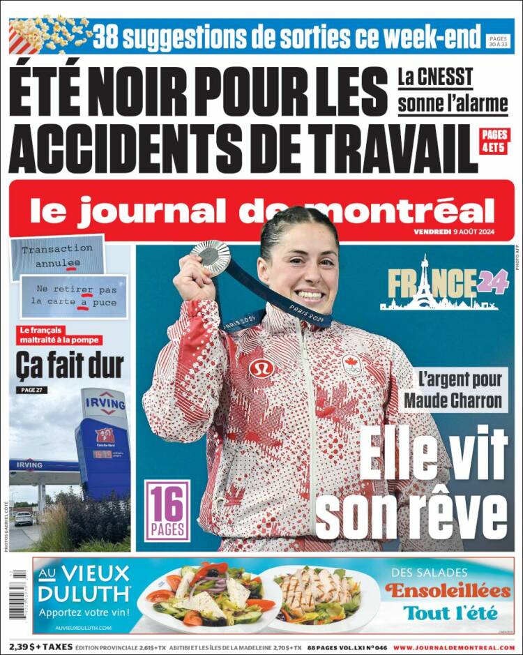 Portada de Le Journal de Montréal (Canadá)