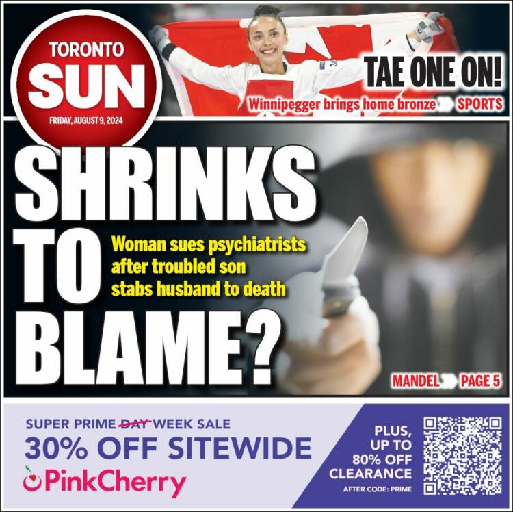 Portada de The Toronto Sun (Canadá)