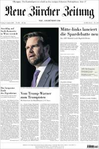 Portada de Neue Zürcher Zeitung (Suisse)